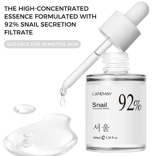 100ML Korean 92% Snail Soothing Serum Face Multi In One Skin Care Hydrating Moisturizing Essence Facial Moisturizer Skincare