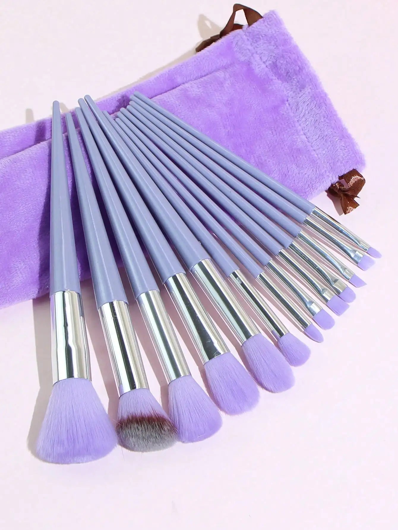 Purple Makeup Brush Set with Blending Sponge - Professional Cosmetic Brush Kit for Foundation/Contour/Eyeshadow