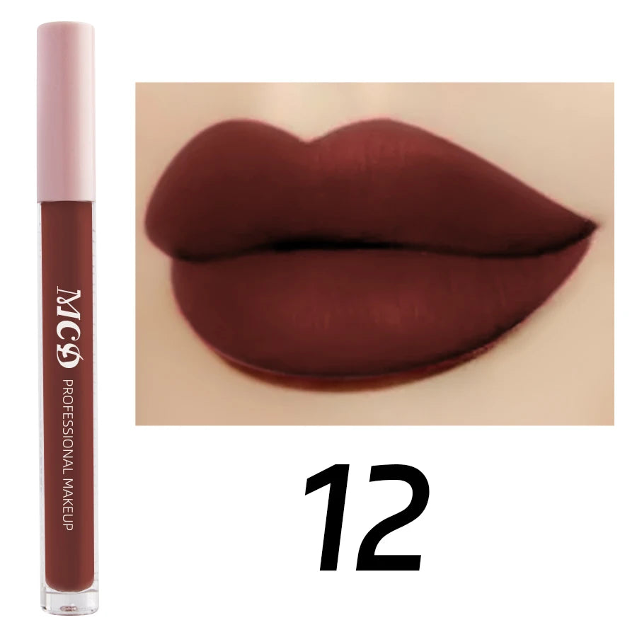 Dark Brown Matte Velvet Lip Gloss Waterproof Liquid Lipstick Nude Brown Lips Korean Makeup for Lip Tint Lip Glaze Cosmetics