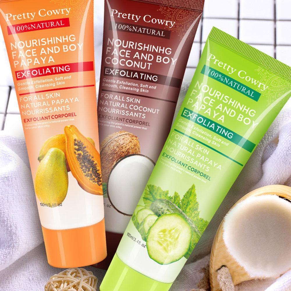 Cucumber Coconut Papaya Exfoliating Gel Cream – Facial & Body Deep Cleansing Moisturizer