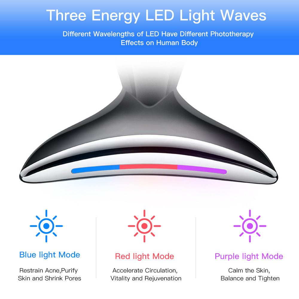 EMS Microcurrent Neck & Face Lifter – 3‑Color LED Photon Therapy, Anti‑Aging & Double Chin Reducer